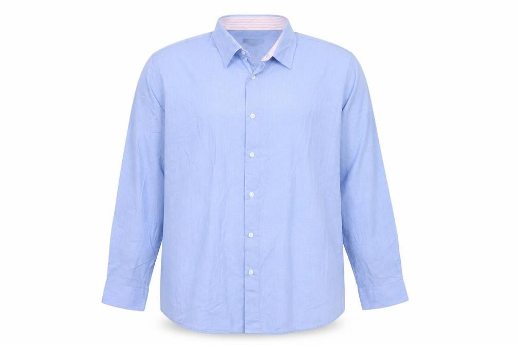 Cotton Traders Men's Blue Long Sleeve Button-Up Shirt Size 19 Regular Fit