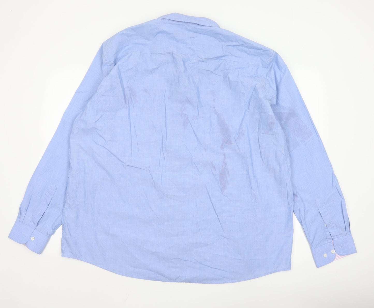 Cotton Traders Men's Blue Long Sleeve Button-Up Shirt Size 19 Regular Fit