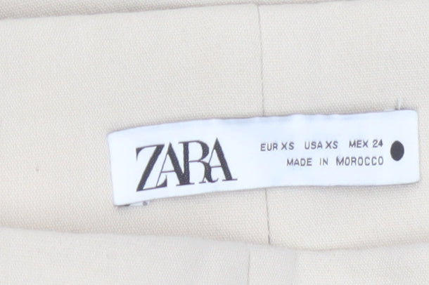 Zara Womens Beige Wide-Leg High Rise Tailored Trousers XS