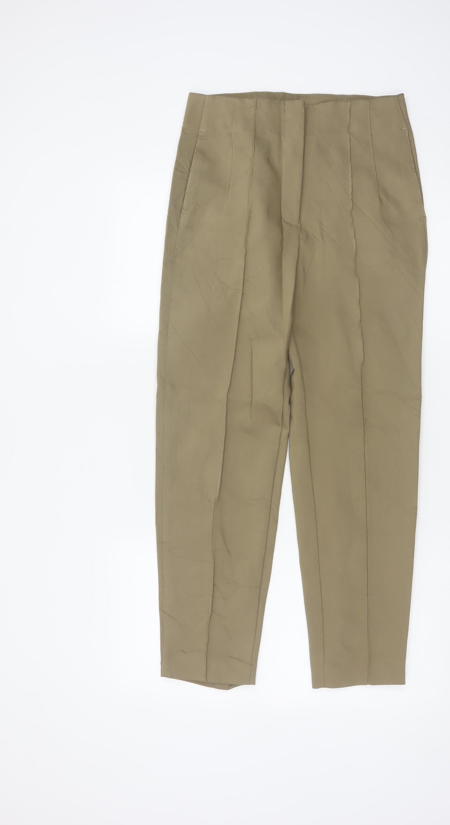 Massimo Dutti Women's Beige Chino Trousers Size 10 Regular Fit