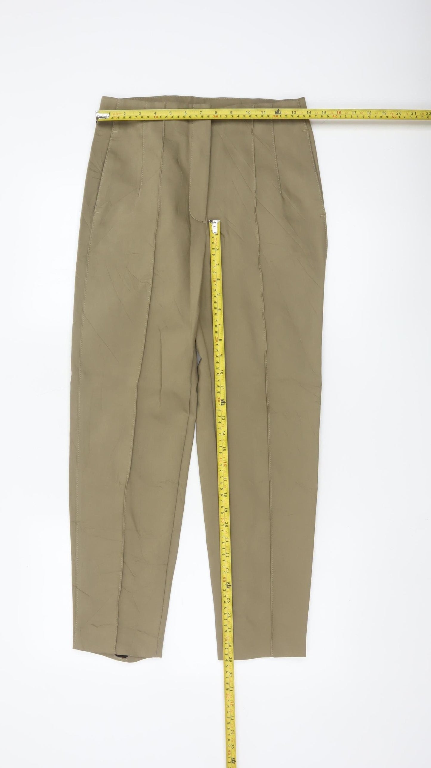 Massimo Dutti Women's Beige Chino Trousers Size 10 Regular Fit