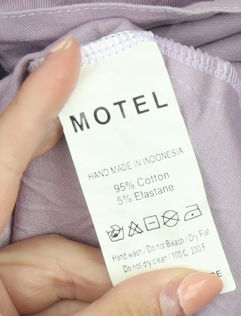 Motel Women's Lilac Wide-Leg Trousers Cotton Blend Size M