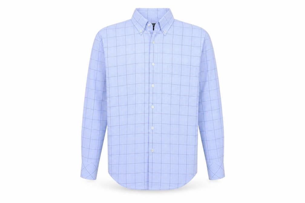 Next Men's Blue Check Long Sleeve Button-Down Shirt Size S