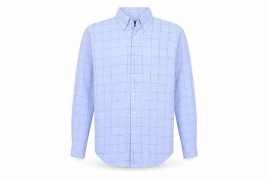 Next Men's Blue Check Long Sleeve Button-Down Shirt Size S