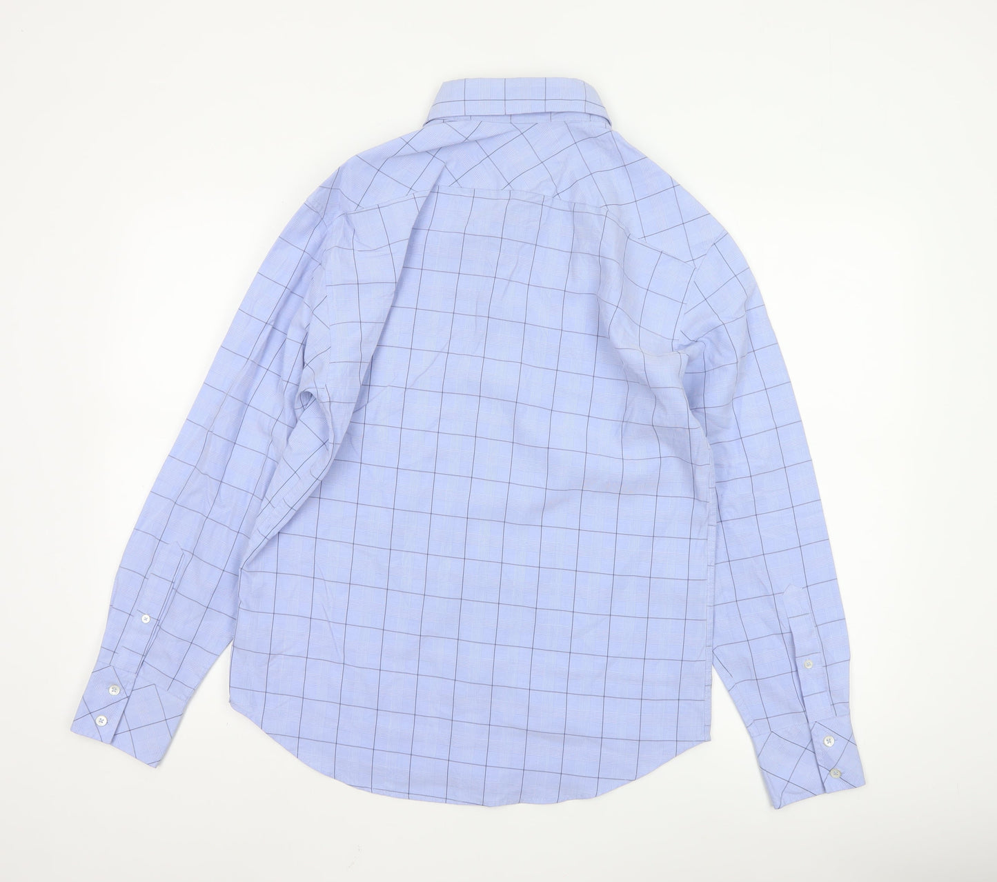 Next Men's Blue Check Long Sleeve Button-Down Shirt Size S