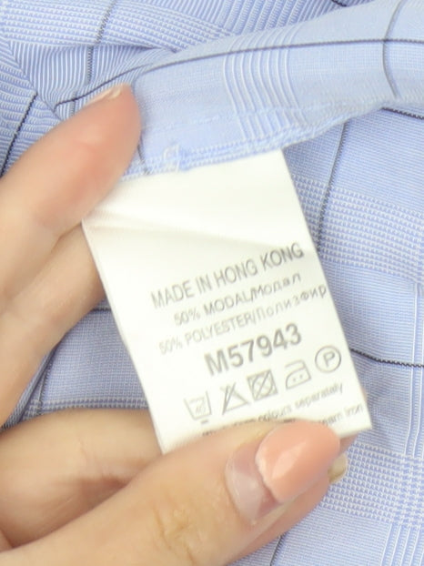 Next Men's Blue Check Long Sleeve Button-Down Shirt Size S