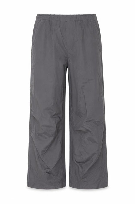 Zara Women Grey Wide-Leg Trousers L Polyester Blend Casual