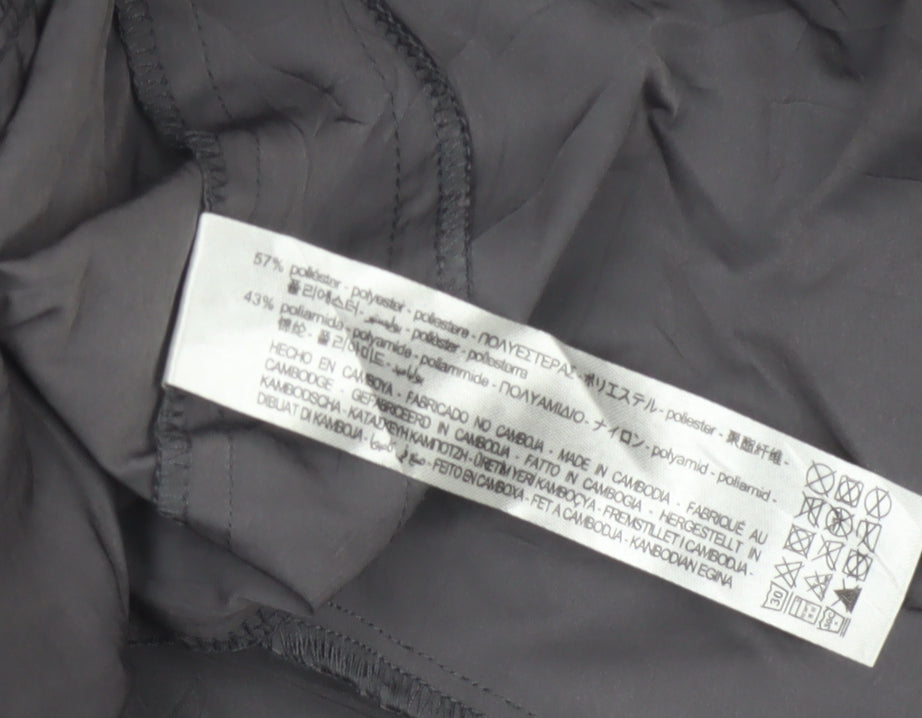 Zara Women Grey Wide-Leg Trousers L Polyester Blend Casual