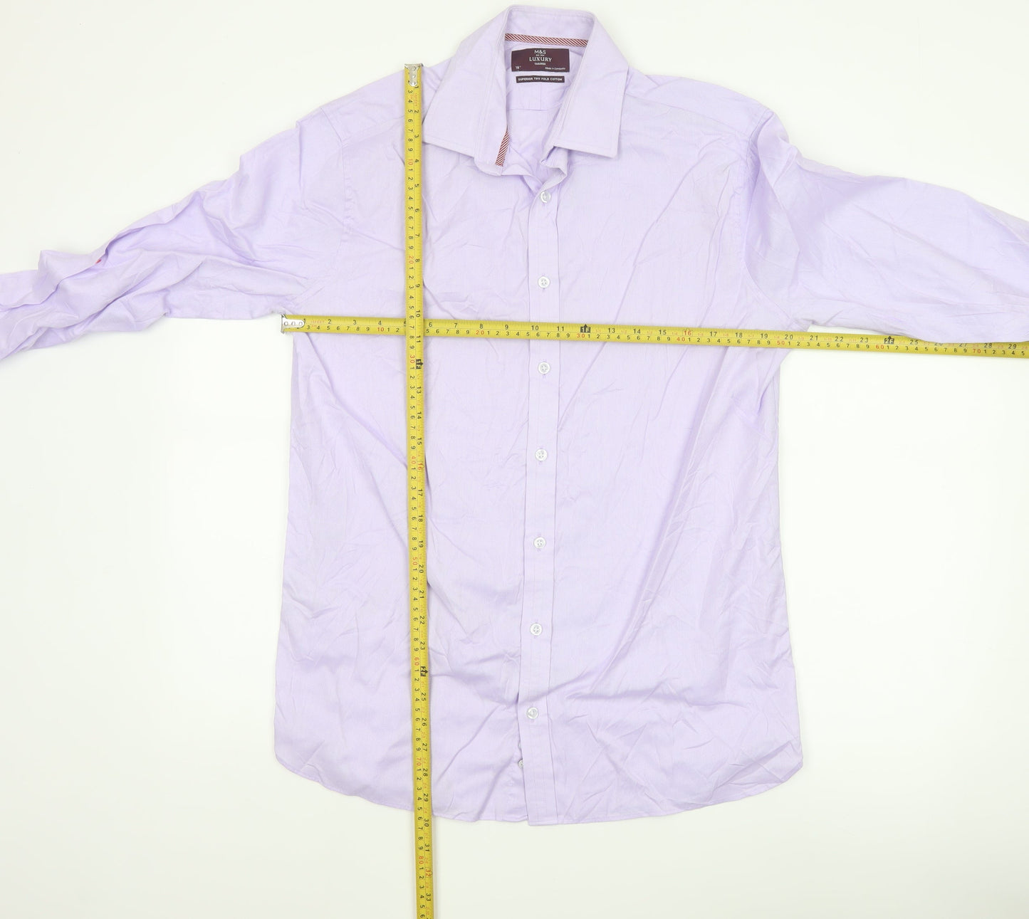 Marks and Spencer Men's Purple Slim Fit 16in Cotton Button-Up Shirt