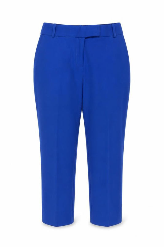 Next Women Blue Slim Fit Ankle Trousers Size 12L Polyester Viscose Blend