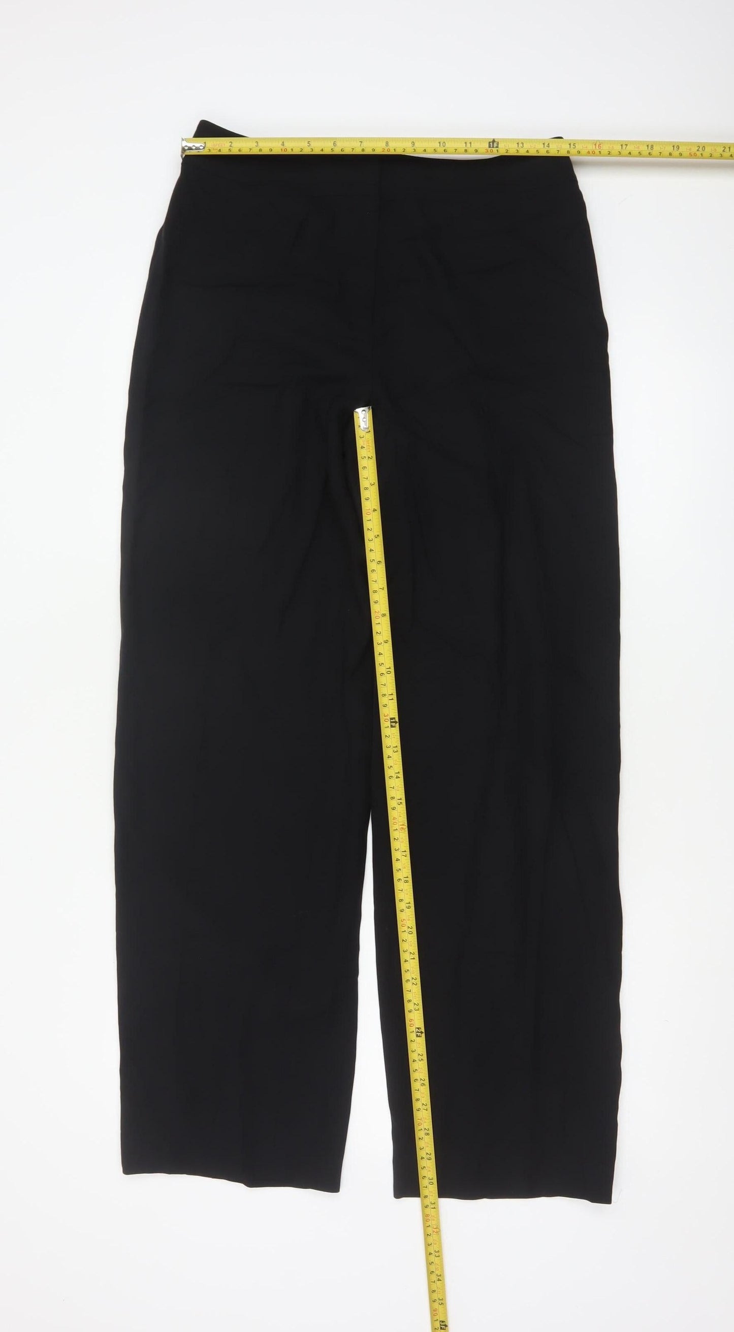 Linea Women Black Wool Wide-Leg Trousers Size 10