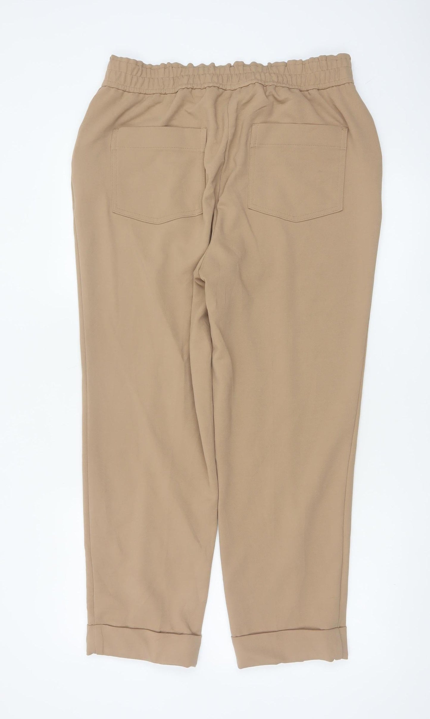 Next Womens Beige Tapered Comfort Trousers Size 14 Regular