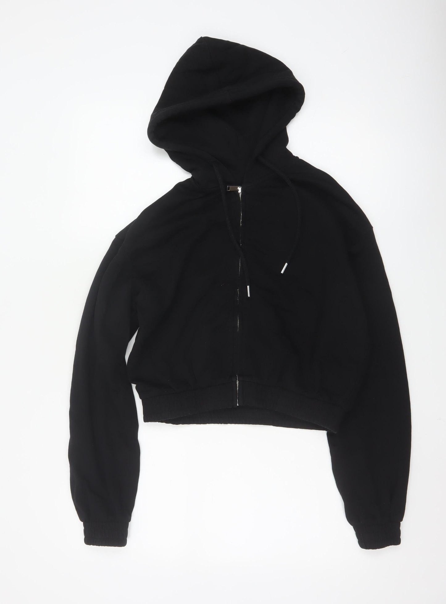H&M Divided Women's Black Full Zip Hoodie Size 8 Cotton Blend