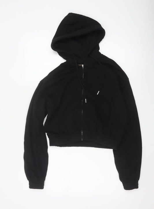 H&M Divided Women's Black Full Zip Hoodie Size 8 Cotton Blend