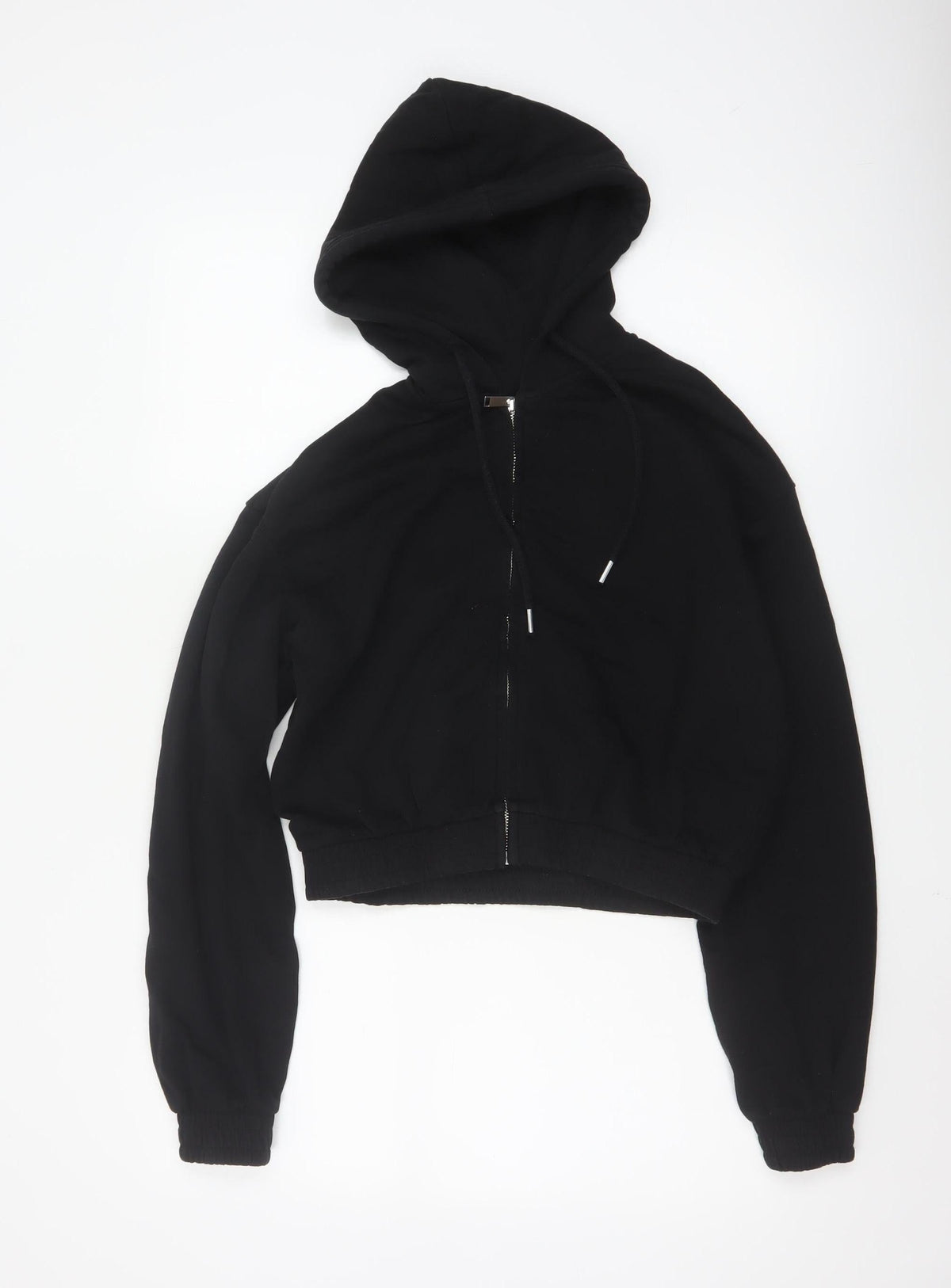 H&M Divided Women's Black Full Zip Hoodie Size 8 Cotton Blend