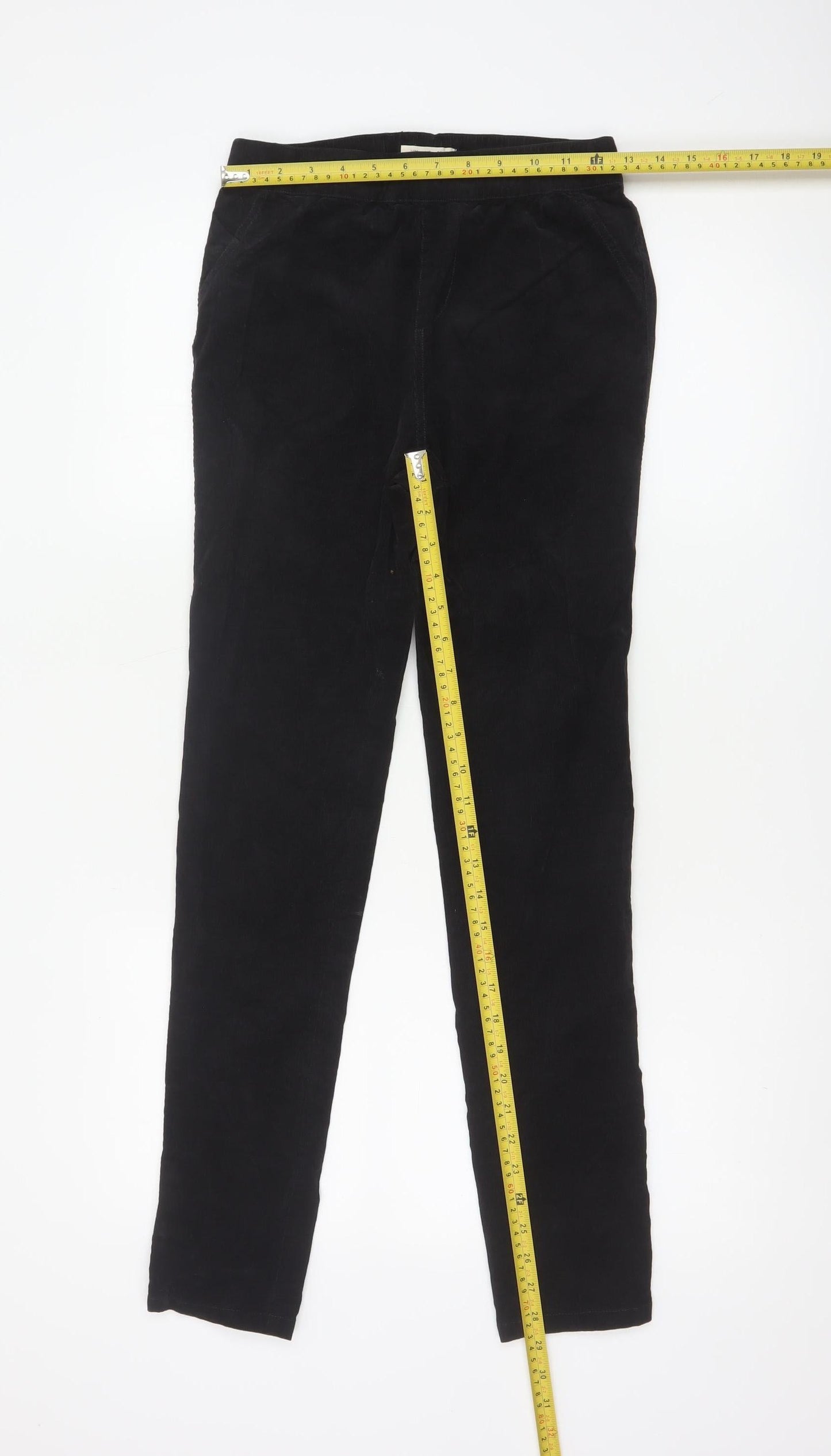 White Stuff Womens Black Corduroy Trousers Size 8 Regular Fit