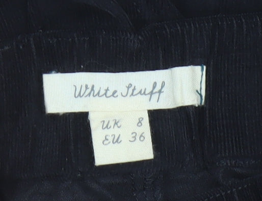 White Stuff Womens Black Corduroy Trousers Size 8 Regular Fit