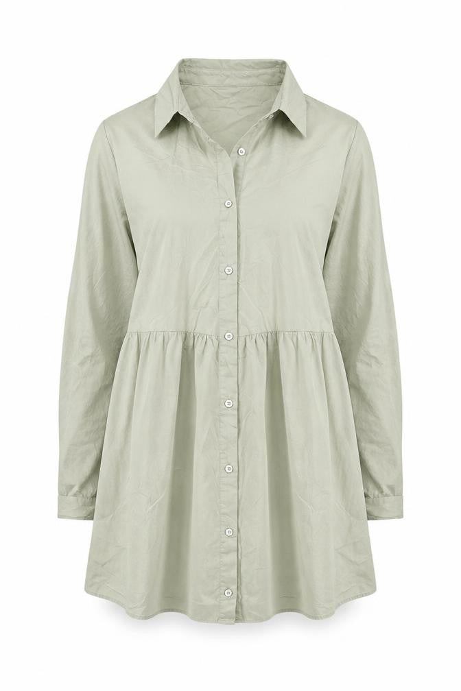 ASOS Women Beige Cotton Shirt Dress Size 12 Long Sleeve Casual