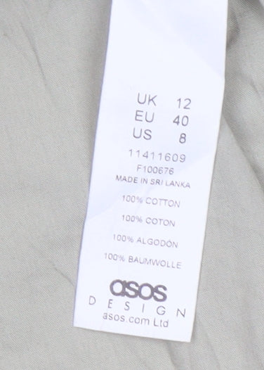 ASOS Women Beige Cotton Shirt Dress Size 12 Long Sleeve Casual