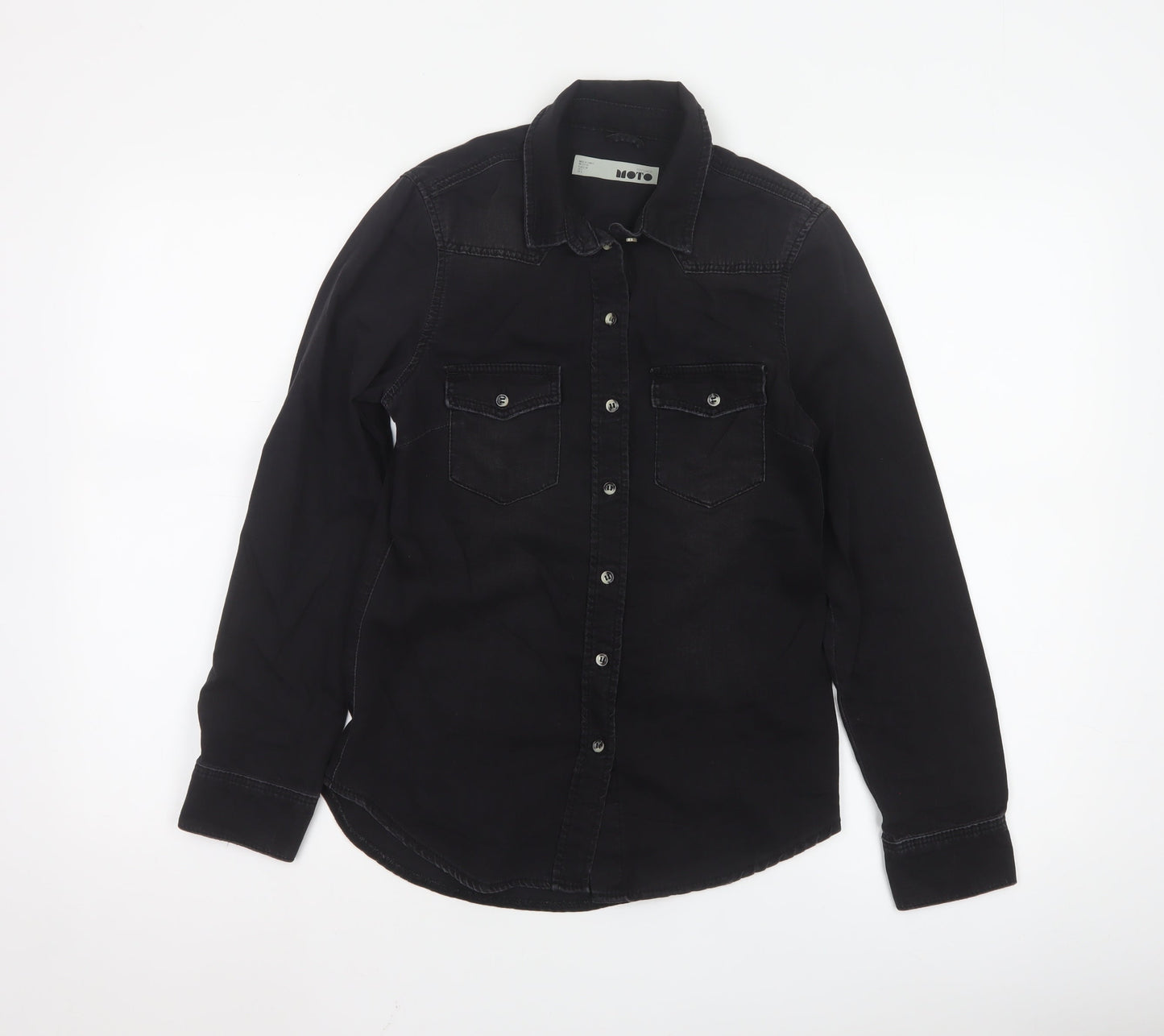 Topshop Women’s Black Denim Button-Up Long Sleeve Shirt UK 6