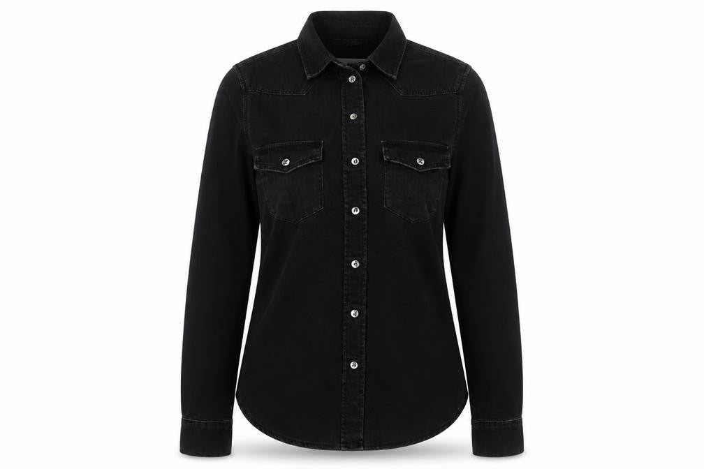 Topshop Women’s Black Denim Button-Up Long Sleeve Shirt UK 6