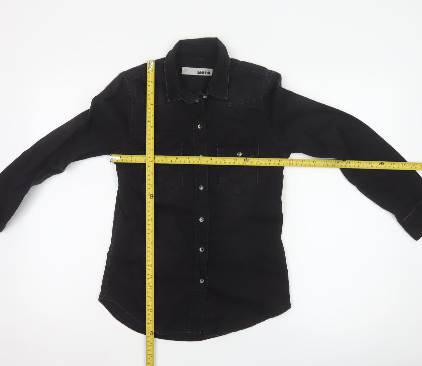 Topshop Women’s Black Denim Button-Up Long Sleeve Shirt UK 6