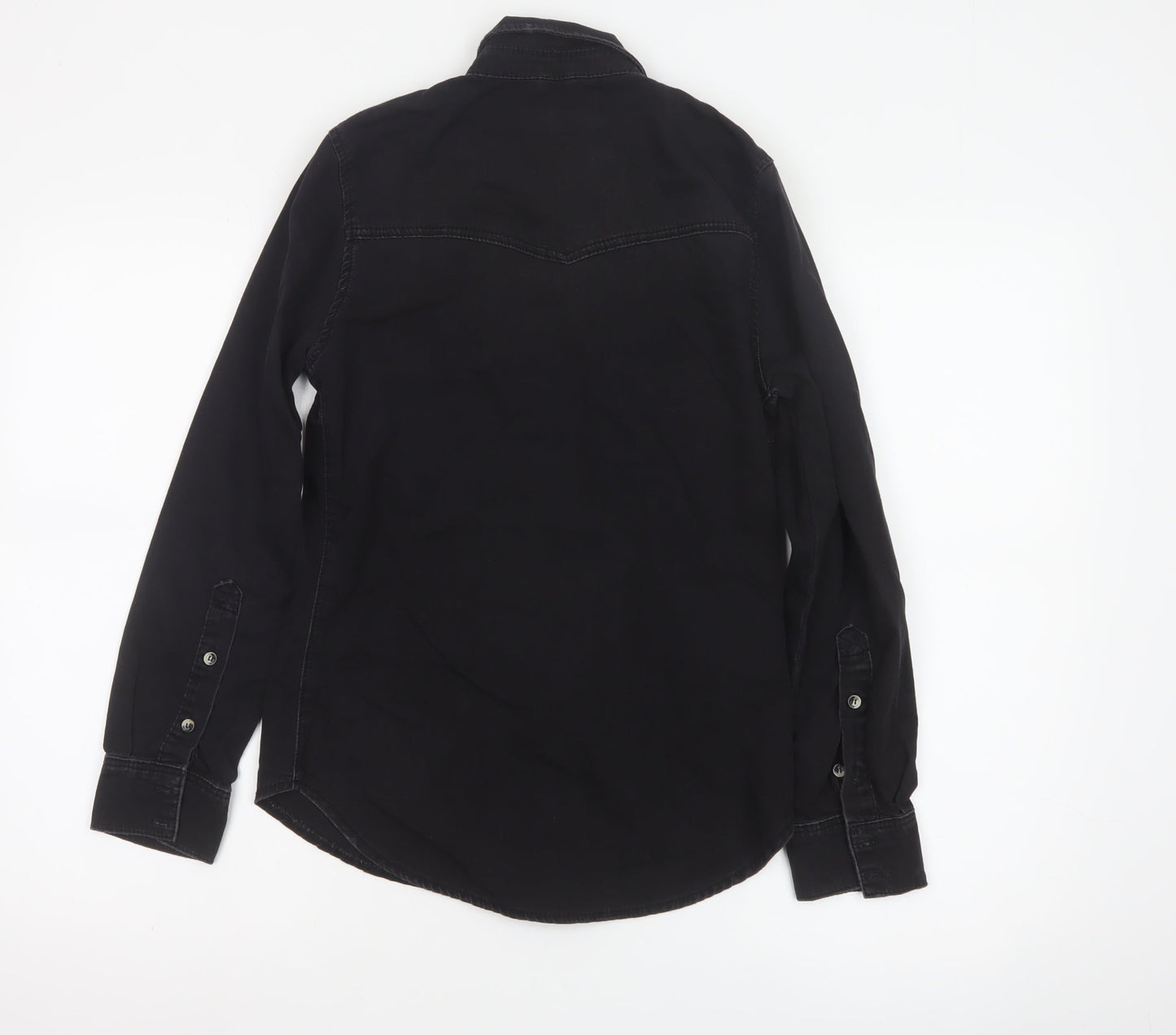Topshop Women’s Black Denim Button-Up Long Sleeve Shirt UK 6