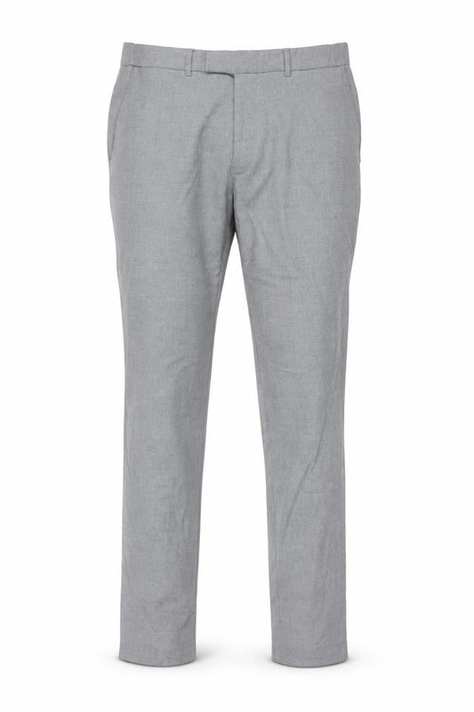 Front view of ASOS DESIGN Men's Grey Slim Fit Trousers, size L, 34W 34L