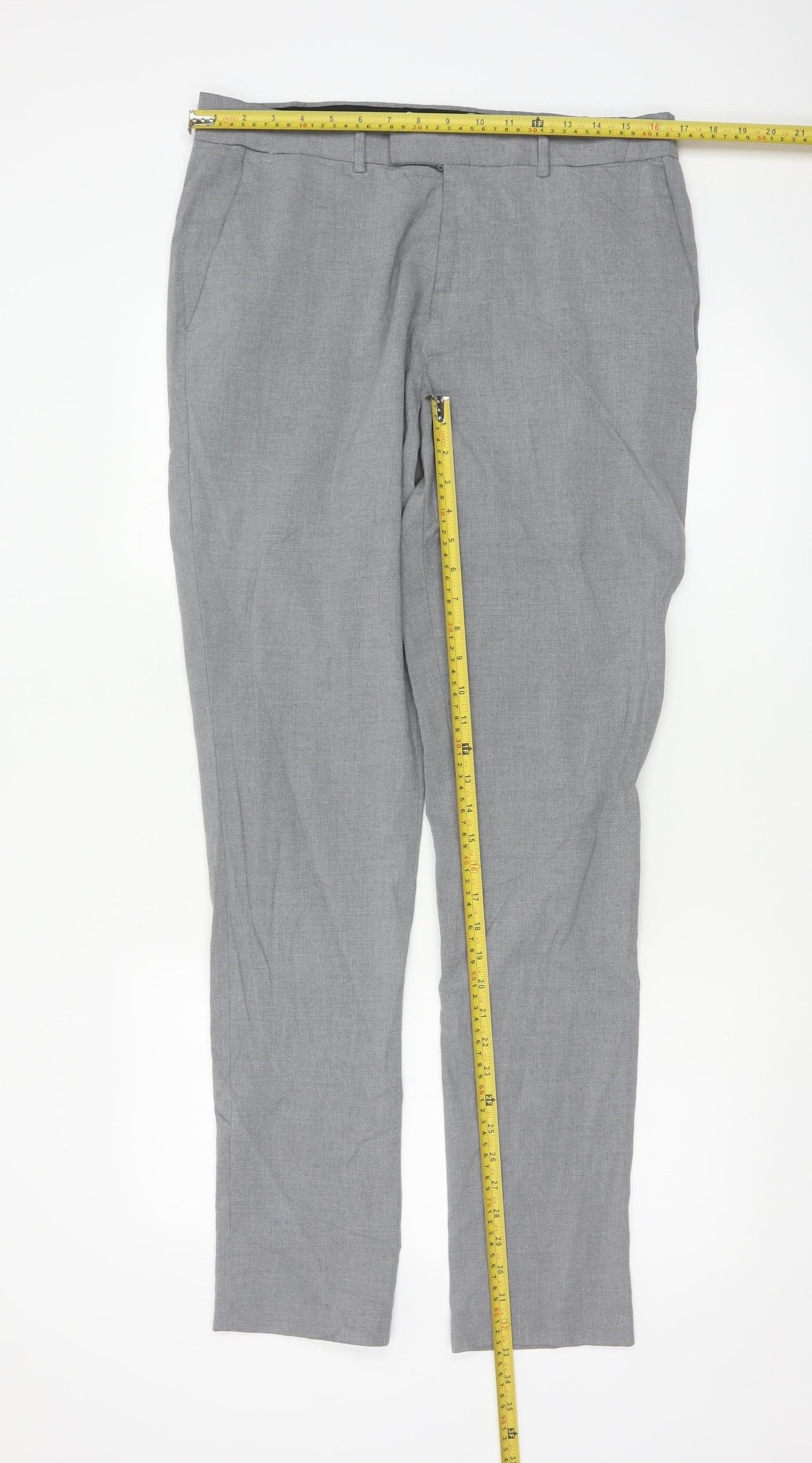 ASOS DESIGN Men's Grey Slim Fit Trousers Size L 34W 34L