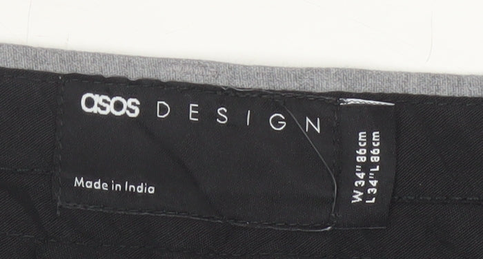 ASOS DESIGN Men's Grey Slim Fit Trousers Size L 34W 34L