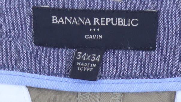 Banana Republic Men's Beige Chino Trousers 34x34 Regular Fit