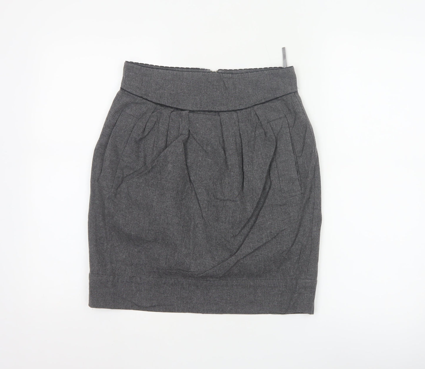 French Connection Women Grey Tulip Wool Blend Short Skirt Size 10