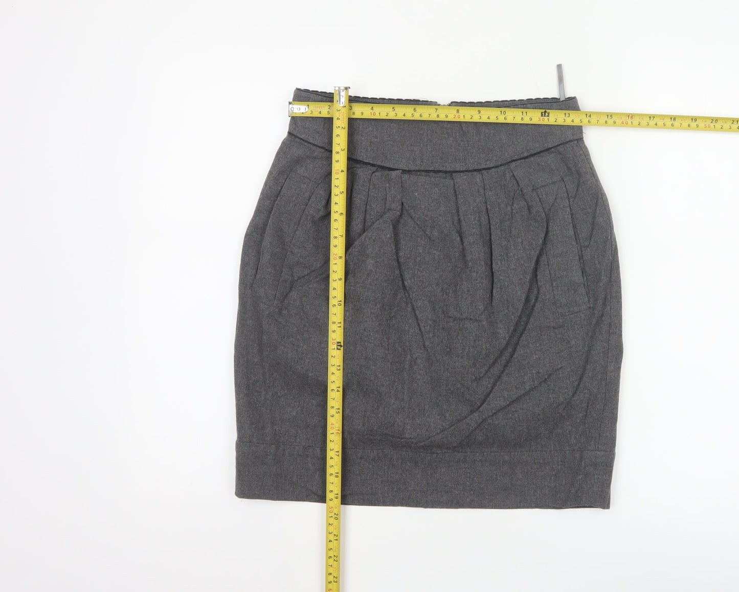French Connection Women Grey Tulip Wool Blend Short Skirt Size 10