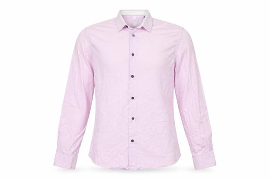 yd. Men's Pink Slim Fit Long Sleeve Button-Up Cotton Shirt M