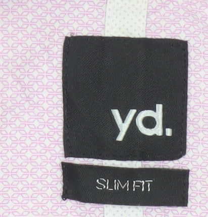 yd. Men's Pink Slim Fit Long Sleeve Button-Up Cotton Shirt M