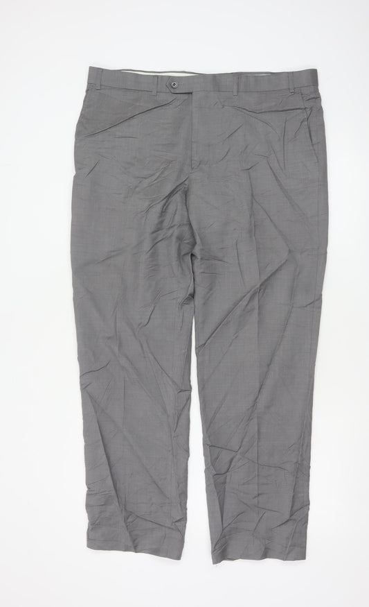 Marks and Spencer Men’s Grey Wool Dress Pants 38W 31L Regular Fit