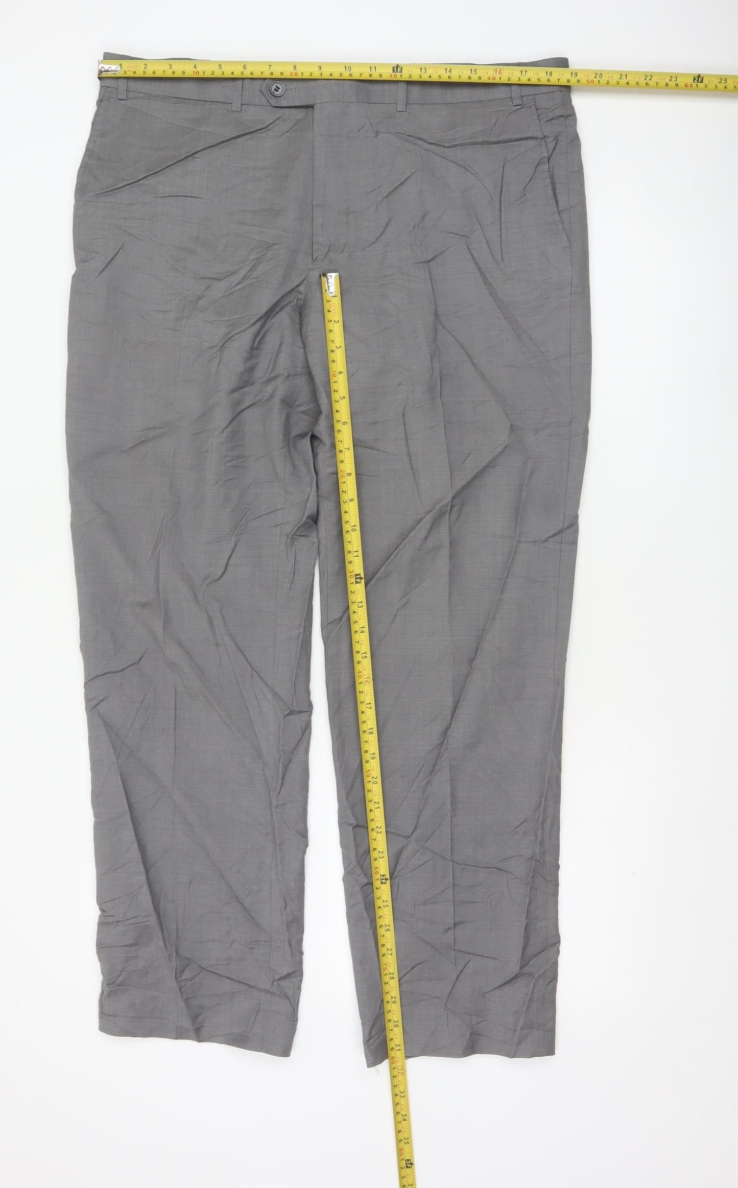 Marks and Spencer Men’s Grey Wool Dress Pants 38W 31L Regular Fit