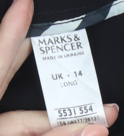 Marks and Spencer Women Black Size 14 Tall Straight Leg Trousers