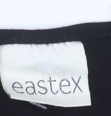 Eastex Women's Black Short Sleeve Lace Neck Viscose Blouse UK 14