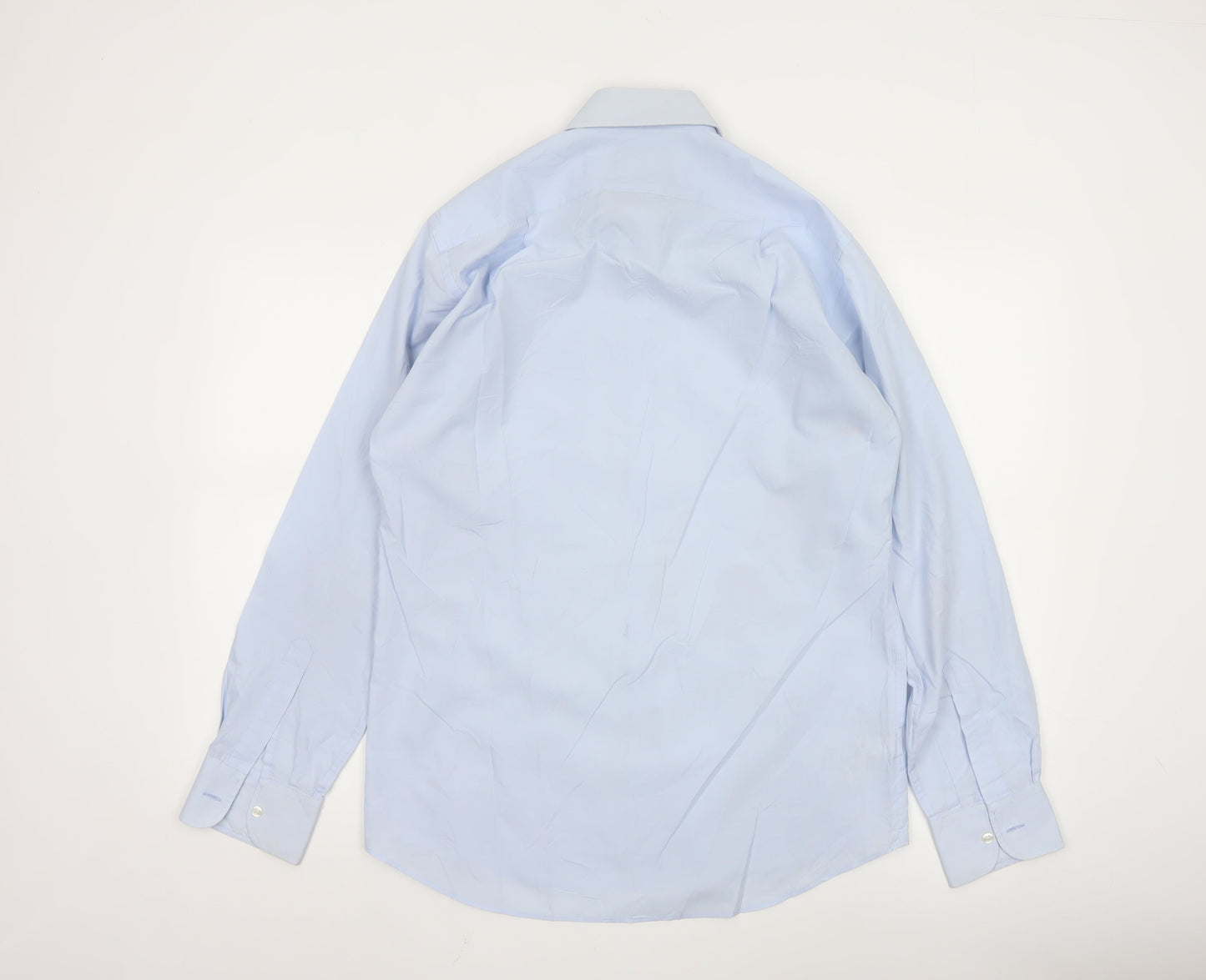 Marks and Spencer Men's Blue 15 Regular Fit Long Sleeve Shirt