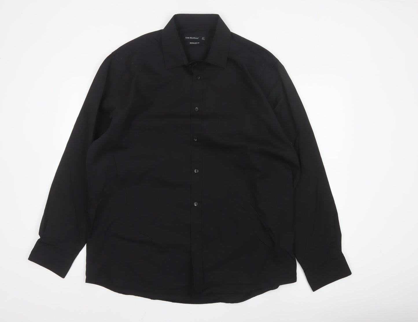Cedar Wood State Men's Black Regular Fit Long Sleeve Button-Up Shirt 17in