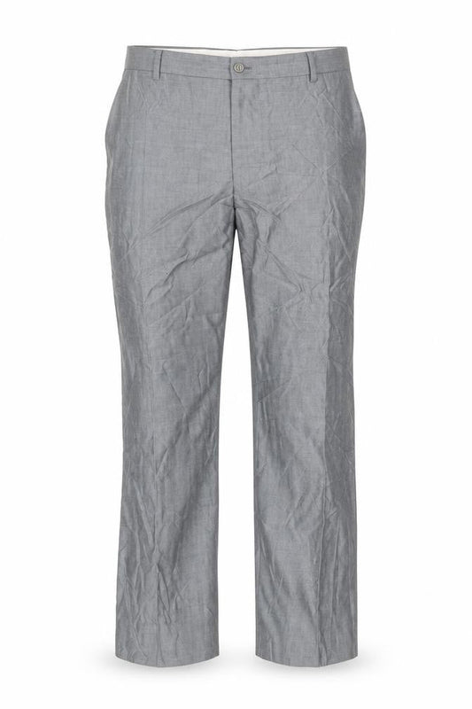 Front view of Canali Men's Grey Wool Silk Classic Fit Dress Trousers, size 54