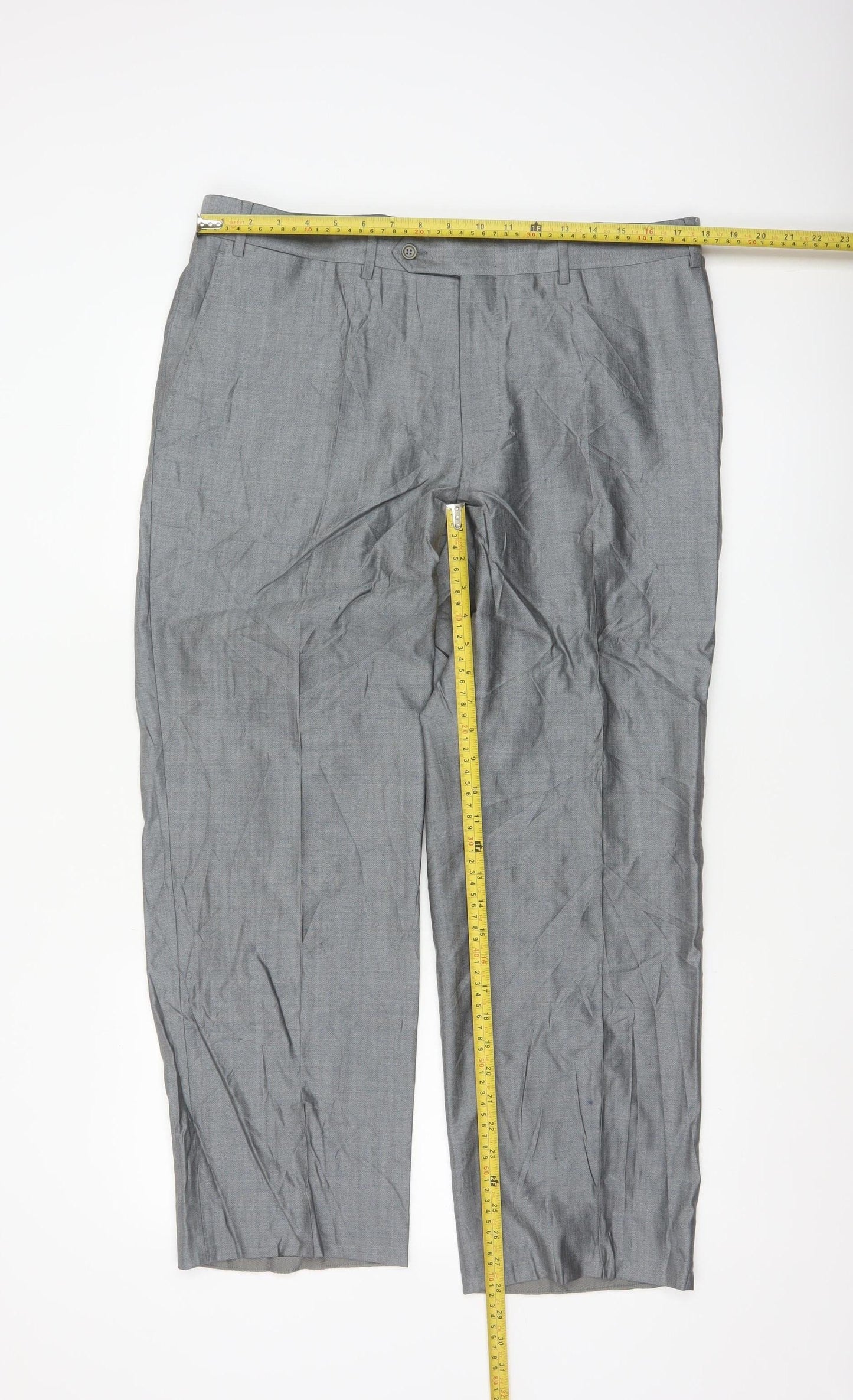 Canali Men's Grey Wool Silk Classic Fit Dress Trousers Size 54