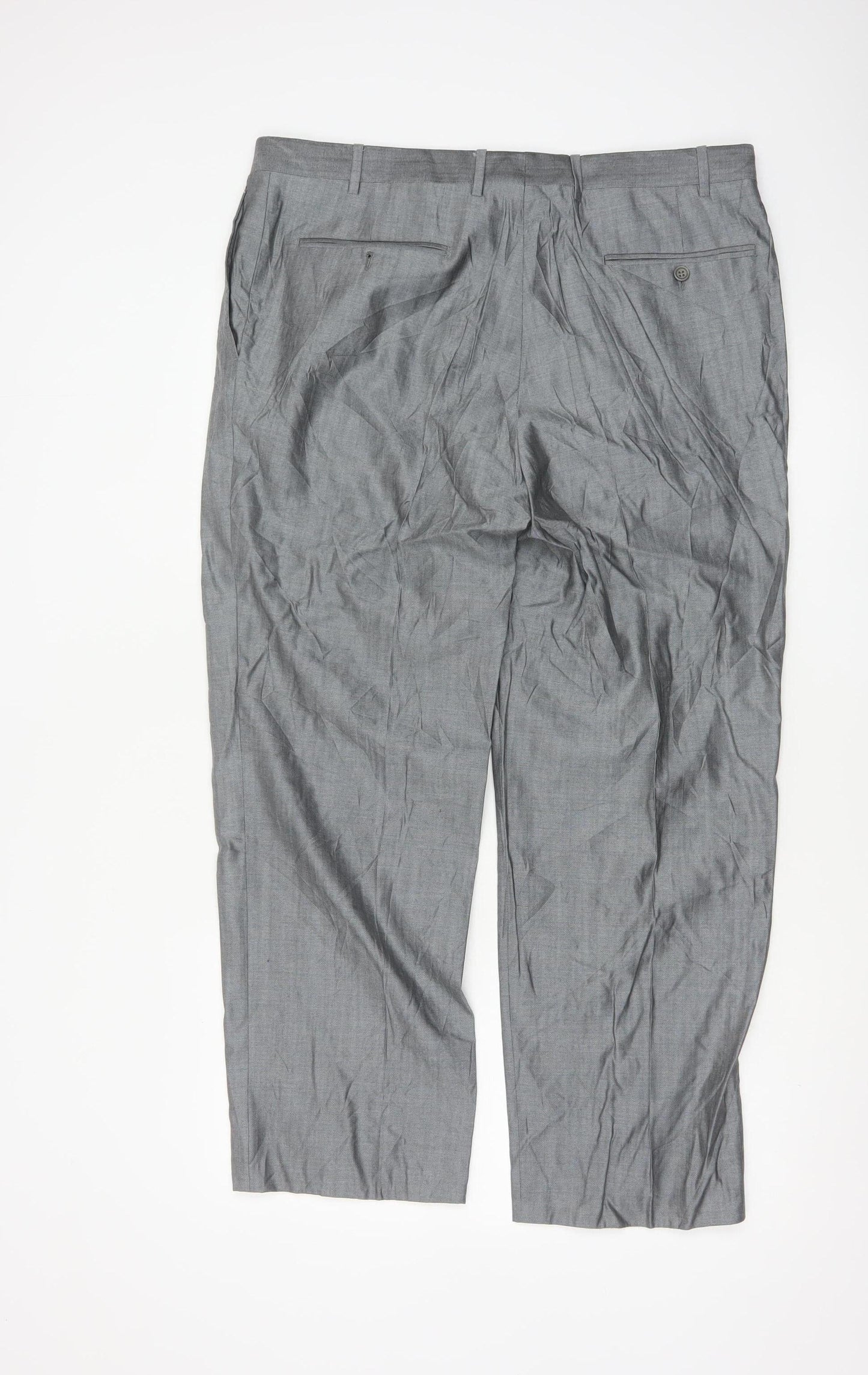 Canali Men's Grey Wool Silk Classic Fit Dress Trousers Size 54