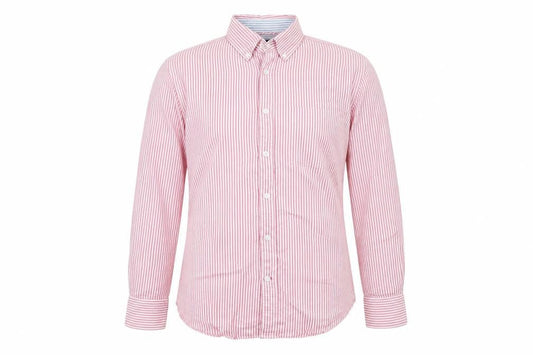 Marks & Spencer Blue Harbour Men's Red Striped Cotton Button-Up Shirt S