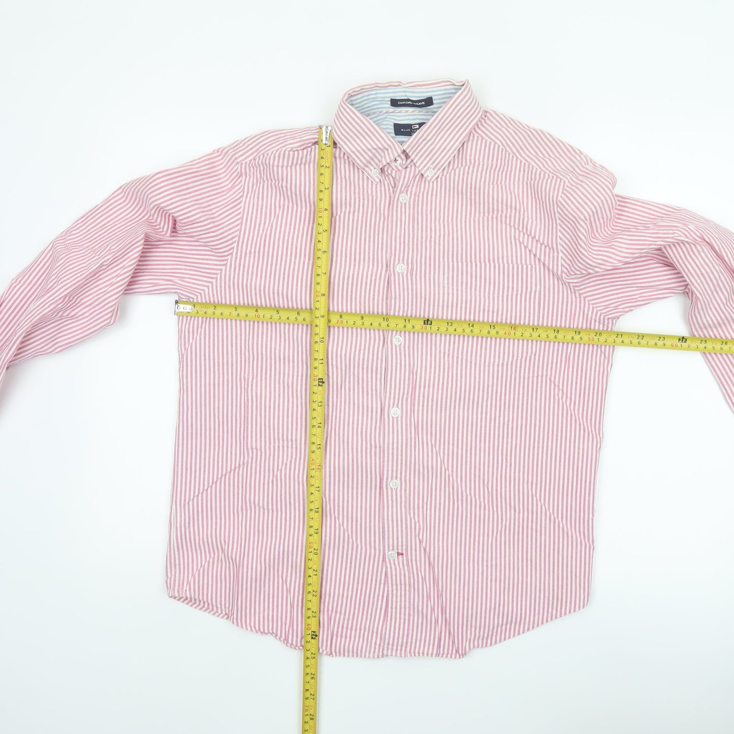 Marks and Spencer Blue Harbour Men's Red Striped Cotton Button-Up Shirt S