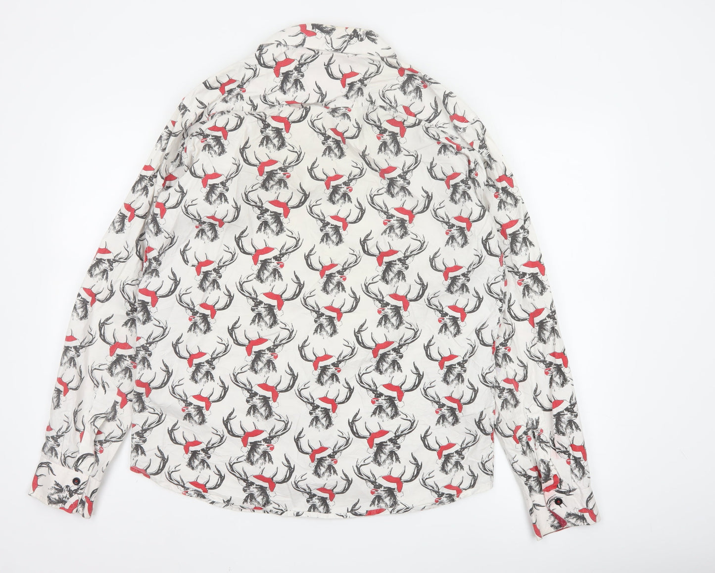 Joe Browns Men's White Stag Print Cotton Long Sleeve Shirt Size M