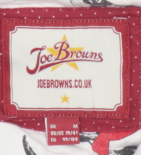 Joe Browns Men's White Stag Print Cotton Long Sleeve Shirt Size M
