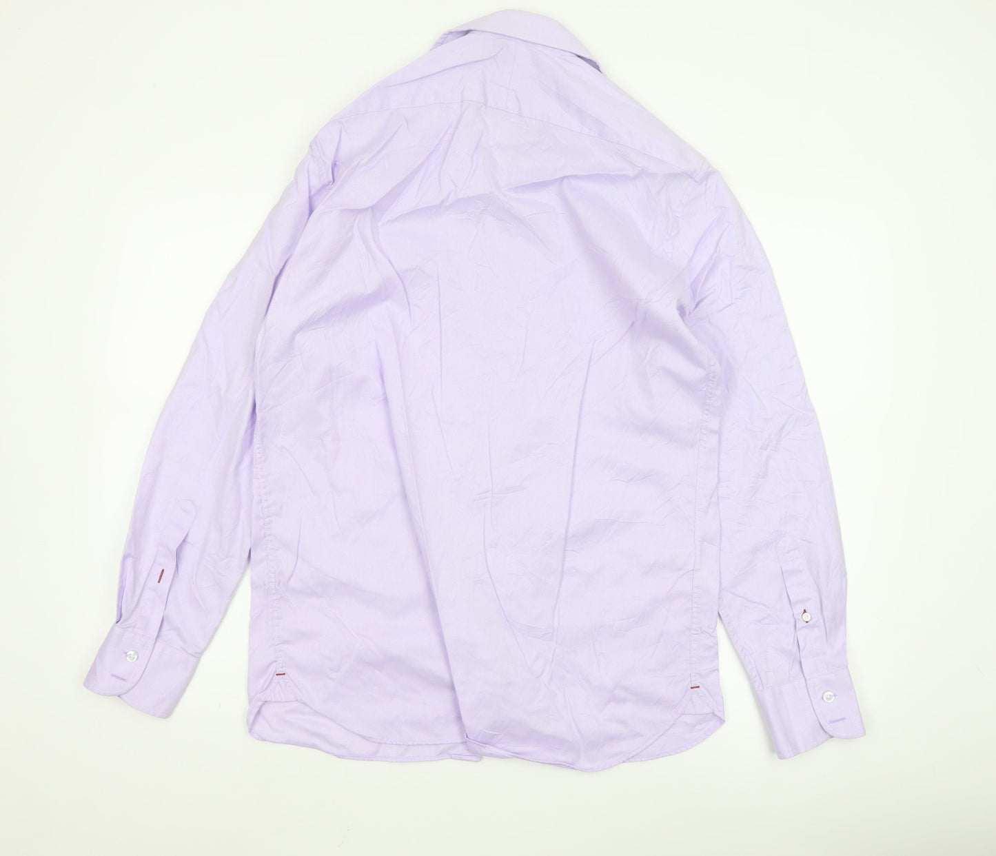 Marks and Spencer Men's Purple 16 Slim Fit Cotton Long Sleeve Shirt