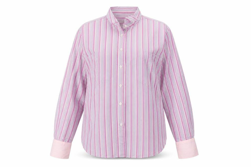 Haines & Bonner Women Pink Striped Cotton Long Sleeve Button-Up Shirt Size 12
